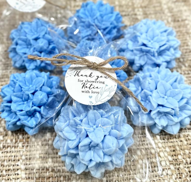 Hydrangea Soap Favors Bridal Shower Gift for Guests in Bulk, Dusty Something Blue Before I Do Bride Crew Wedding Flower, Baby Party Decor image 2