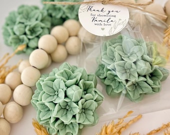 Sage Green Hydrangea Soap Favors: Floral Wildflower Party Decor