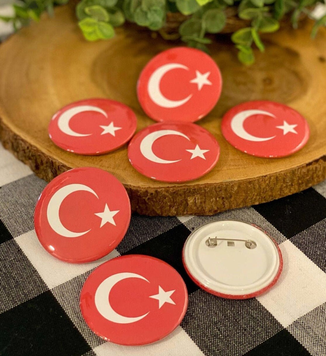 12 Button Pins Turkish Flag Turk Bayragi Rozet Etsy