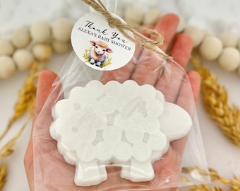 Lamb Shaped Soap Favors - Sheep Party Decor, Baptism Bulk Guest Gifts, Farm Baby Shower