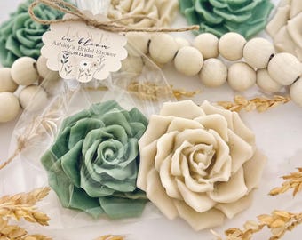 Sage Green Flower Soap Favors: Bridal Shower, Wedding Guest Gifts