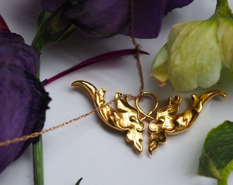 Antique Inspired Woodland Fairy Tale Pendant -  Leaf Pendant in Bronze, Brass, or Sterling Silver