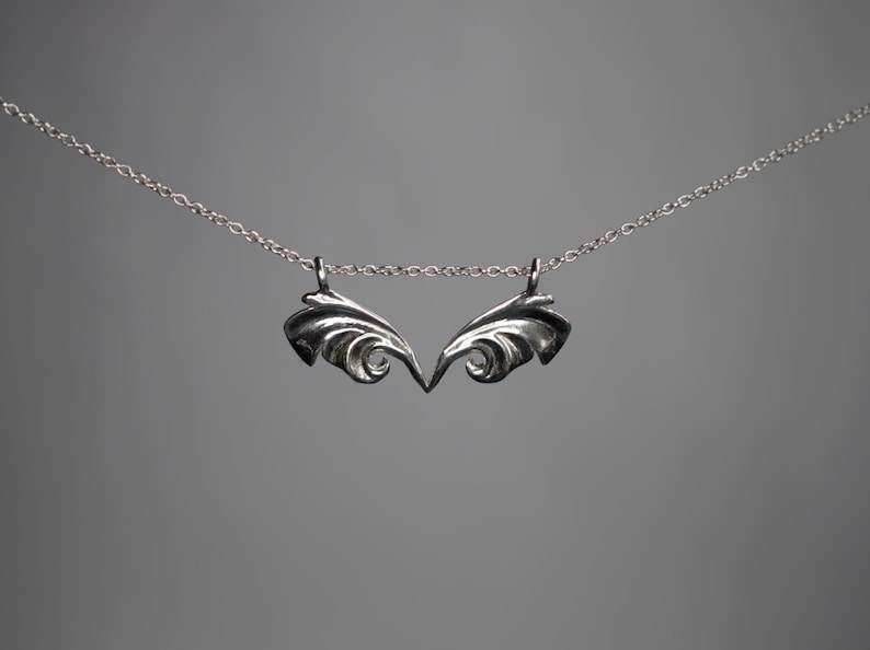 and Solid 10K and 14K Gold Flutter Butterfly Fairy Elven Angel Wing Necklace in Sterling Silver