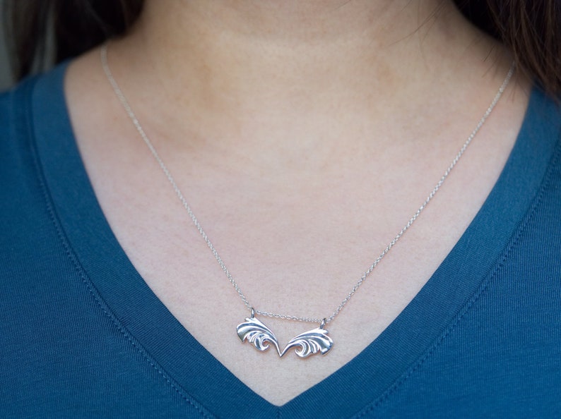 and Solid 10K and 14K Gold Flutter Butterfly Fairy Elven Angel Wing Necklace in Sterling Silver