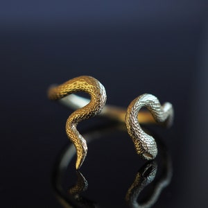 Winding Snake Stacking Ring in Brass Sterling Silver or Solid 10K 14K Gold