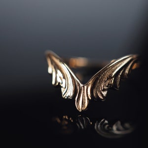 Antique Inspired Willow Branch Curved Stackable Wedding Ring in 14K Gold and Sterling Silver