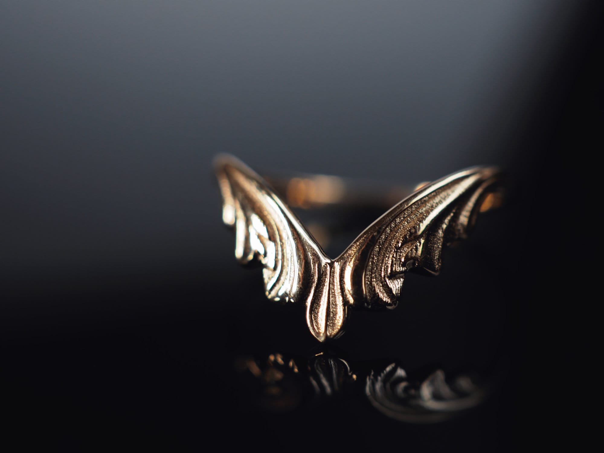 Antique Inspired Willow Branch Curved Stackable Wedding Ring in 14K Gold and Sterling Silver