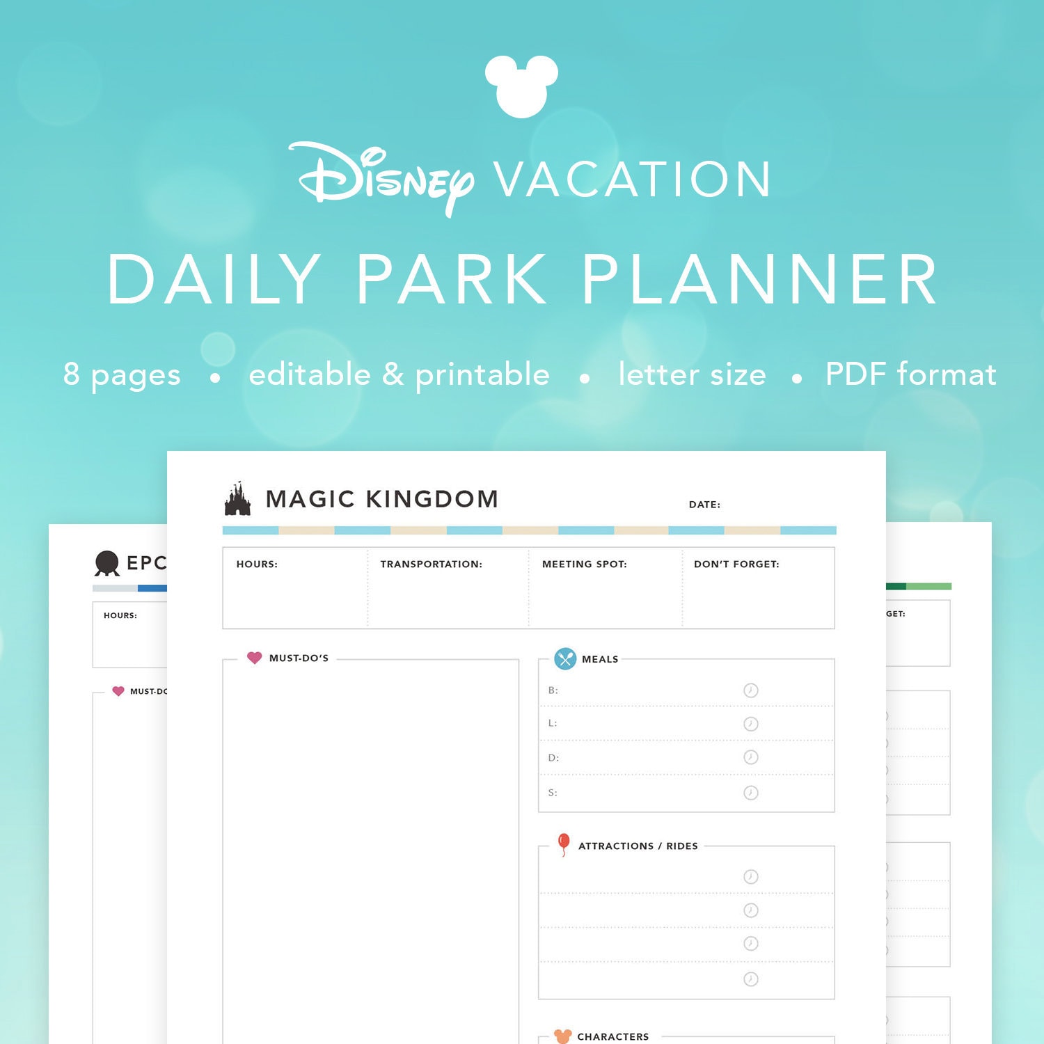 editable-disney-world-daily-parks-planner-printable-disney-etsy