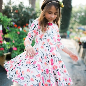 Girls Twirl Dress Pink Floral Twirly Dress for Girls Spring Floral Dress Matching Sister Dresses Toddler Dress Baby Dress