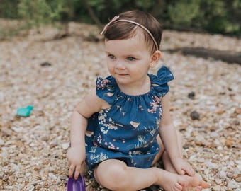 Bubble romper for baby girls - romper for toddler girls - girls flutter sleeve romper - girls spring romper - spring romper for baby girl