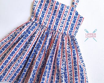Girls 4th of July Cotton Sundress: Red, White & Blue Patriotic Outfit