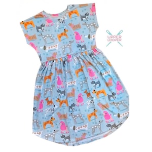 Girls Blue Puppy Print Dress: Toddler Summer Outfit