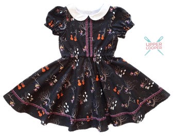 Little Girls Cotton Halloween Dress with Peter Pan Collar