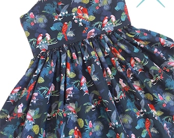 Girls and Tweens Tropical Birds Cotton Sundress