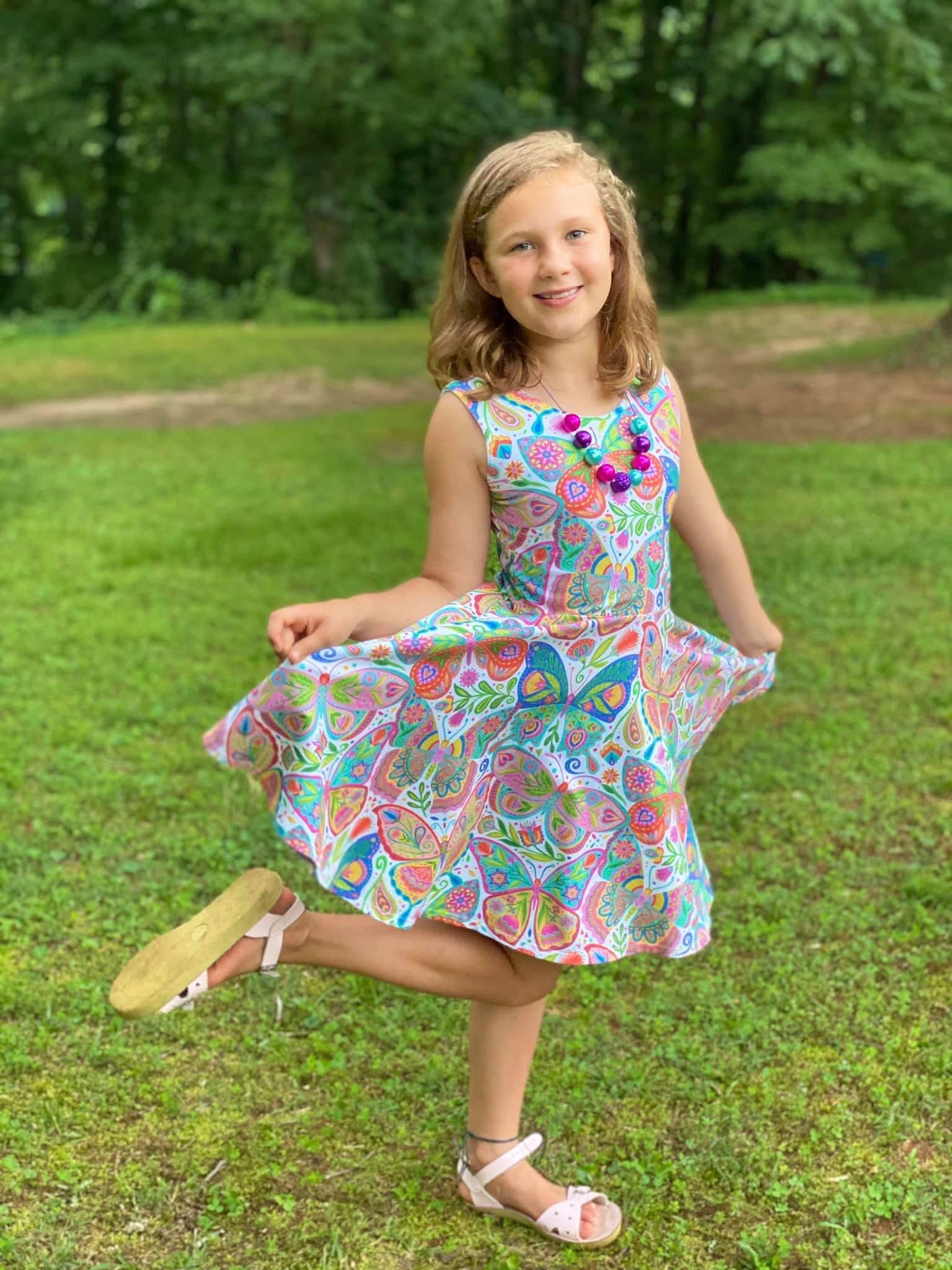 Girls Summer Butterfly Twirl Dress