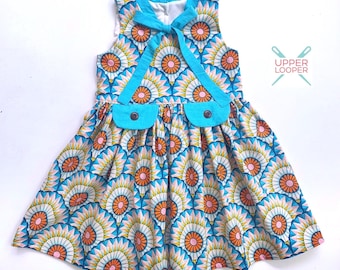 Little Girls Vintage Inspired Sleeveless Cotton Dress - Unique Dress for Girls - 70s Inspired Dress for Girls - Tween Summer Dress