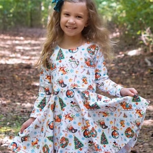 Girls Vintage Inspired Christmas Twirl Dress