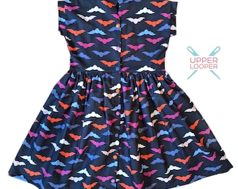 Little Girls and Tween Halloween Dress with Bats