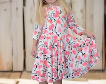 Baby, Little Girls, and Tween Pink Floral Twirl Dress