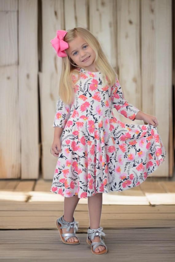 Baby, Little Girls, and Tween Pink Floral Twirl Dress - Etsy