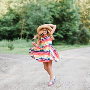 Girls Summer Rainbow Twirly Sundress