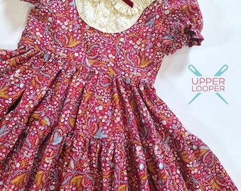 Little Girls Traditional Red and Gold Christmas Dress