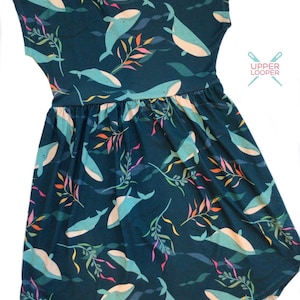 Girls Blue Whale Dress: Ocean Print Summer Clothes