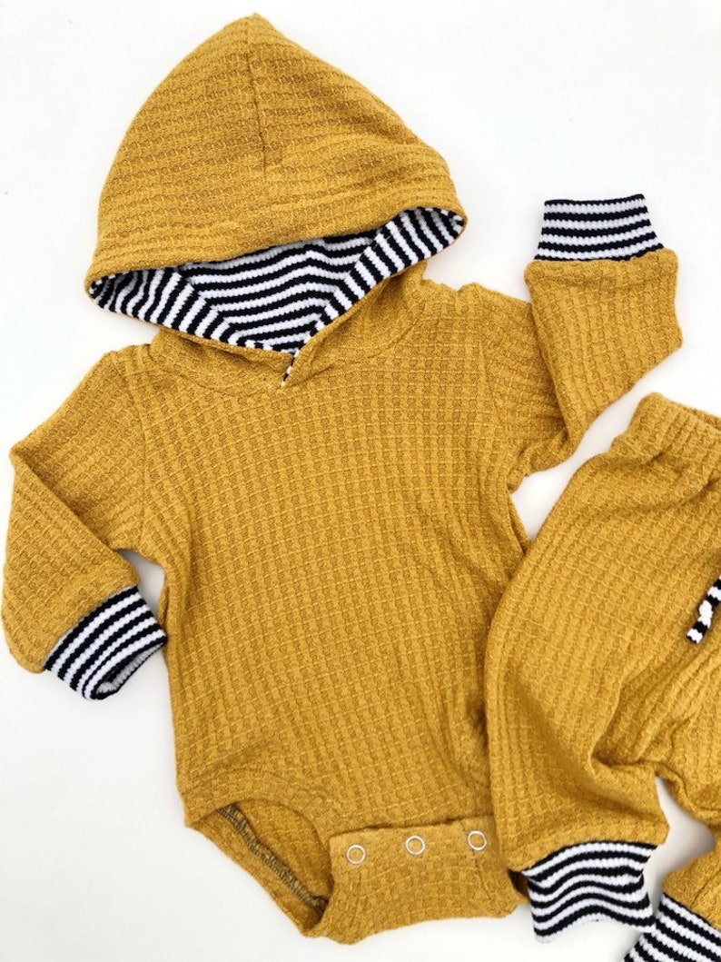 Mustard waffle knit baby outfitnewborn coming home Etsy