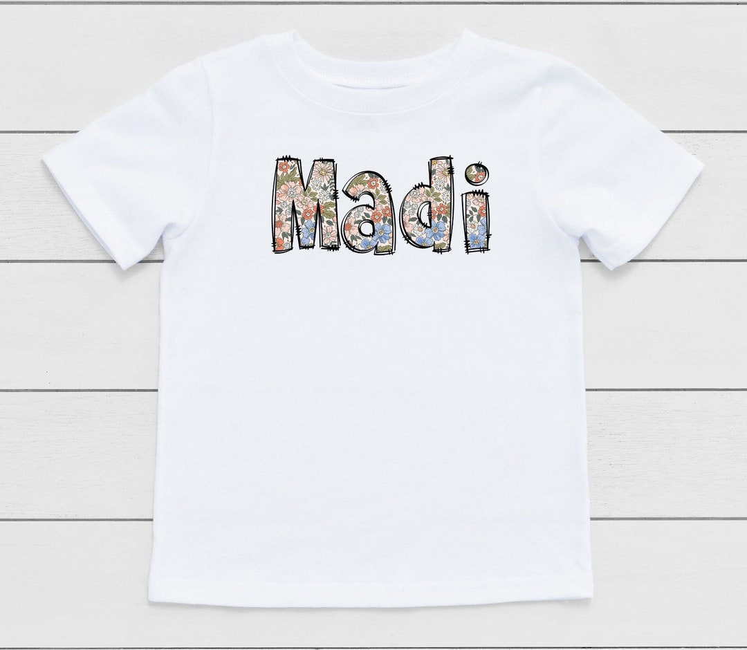 Custom Floral Name Shirt,custom Girl Shirt,toddler Custom Shirt,floral