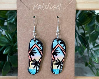 Sublimation Palm Tree Earrings: Beach Vacation Dangles, Sublimation Jewelry