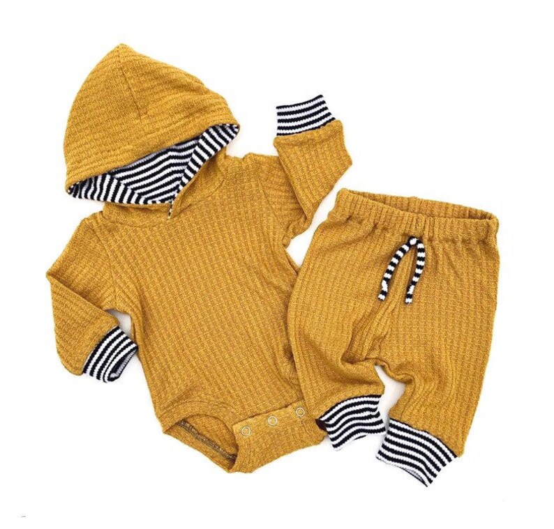 Mustard waffle knit baby outfitnewborn coming home Etsy