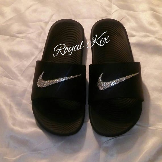 black bling slides