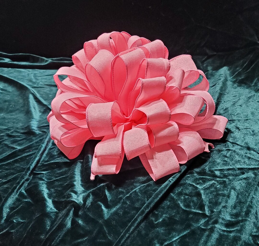 Christmas Tree Bow Topper, Pink Linen-look Bow Tree Topper W Five-6 ...