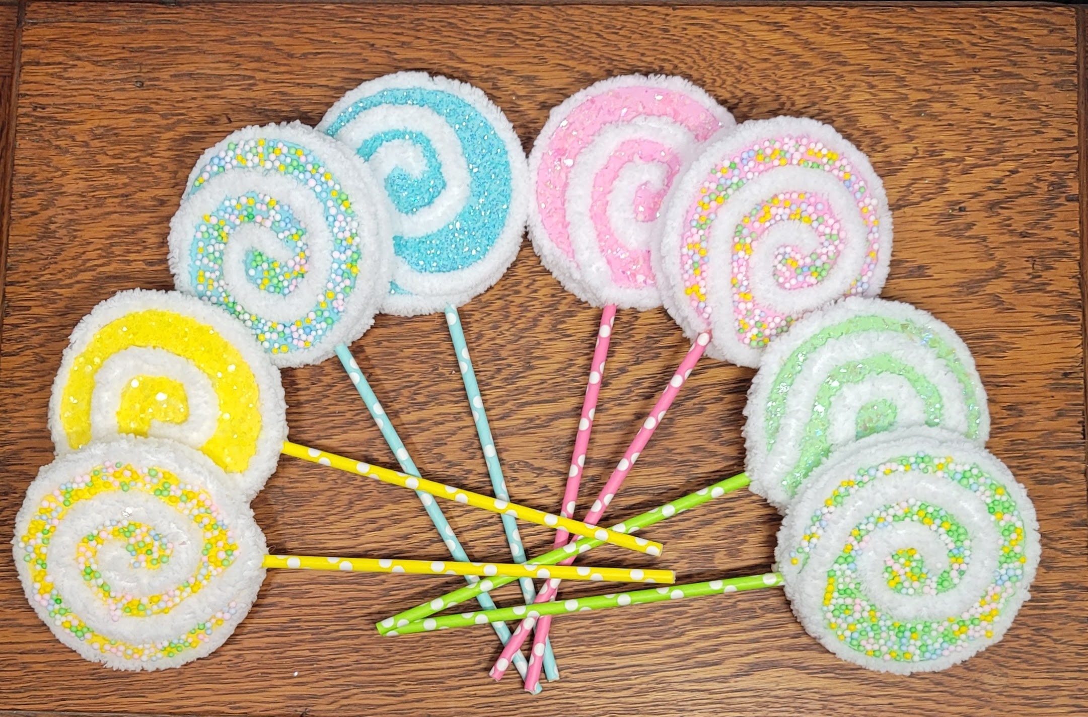 Pastel Rainbow Sparkle Lollipops - Set of 6