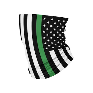 Thin Green Line USA Flag Military Support UV Protection Neck Gaiter, Face mask, Headband, Scarf