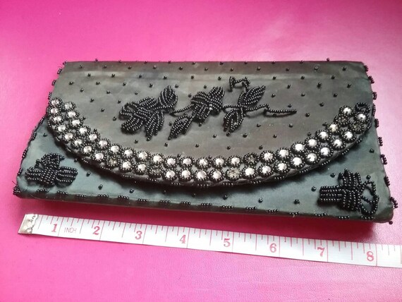 40s beaded silk clutch bag