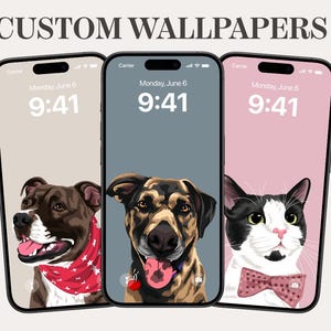 Custom Pet iPhone Wallpaper, Custom Lock Screen, Pet Portrait Drawing, Personalized Lock Screen for iPhone & Samsung, Phone Background Art