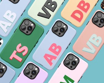 Monogram Initials Case For iPhone 16 15 14 13 12 11 Pro Max Case and Others, Samsung Galaxy S25 Ultra Initial Case