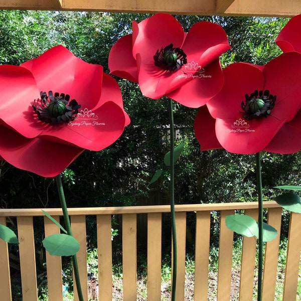 FREESTANDING POPPY tutoriel vidéo modèle géant papier fleur sur tige/Papier fleur motif/pdf svg papier fleur/papier fleurs