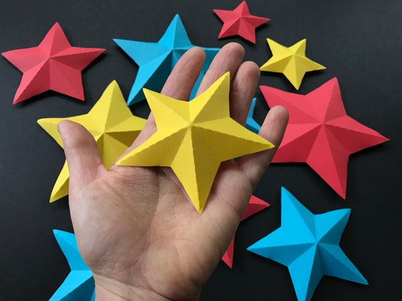 Paper Stars Set 3 Paper Star Pattern Pdf Svg Paper Star Diy Etsy