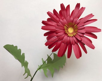 GERBERA daisy on stem Paper Flower Video Tutorial & Template / Paper flower pattern/DIY paper flower backdrop /CriCut Cameo SVG paper flower