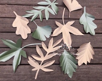 AUTUMN/SPRING paper leaves templates (set1) tutorial/svg pdf CriCut Silhouette Cameo download paper flower leaves pattern/paper flower leaf