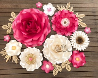 PEONY ROSE paper flowers bundle #1 Flowers Templates & Video Tutorials/Paper flower pattern/pdf svg diy paper flower pattern CriCut Cameo