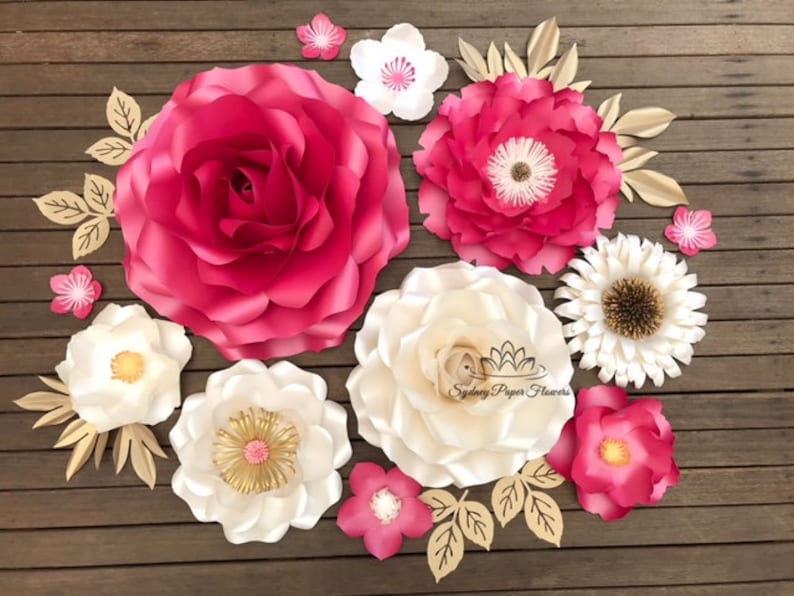 Peony Rose Paper Flowers Bundle 1 Flowers Templates Video Tutorials Paper Flower Pattern Pdf Svg Diy Paper Flower Pattern Cricut Cameo