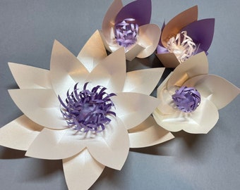 LOTUS #3 Paper Flower Video Tutorial & Template / Paper flower pattern/DIY paper flower backdrop / CriCut Cameo SVG paper flower