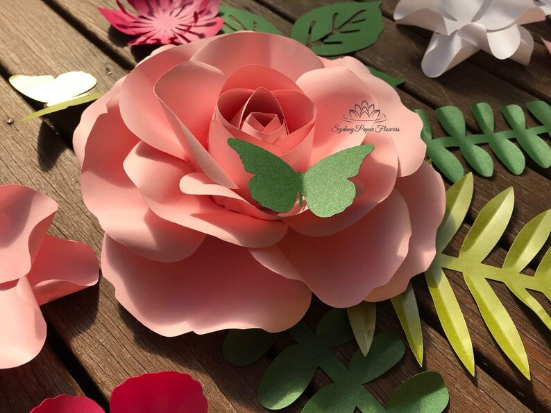 Rose Bud Paper Flower Video Tutorial Template Paper Flower Pattern Diy Paper Flower Paper Flower Backdrop Cricut Cameo Svg Paper Flower