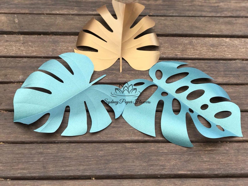 3 Shapes Monstera Leaf Template For Paper Flowers Video Tutorial Pdf Svg Cricut Silhouette Cameo Paper Flower Pattern Paper Leaf Template