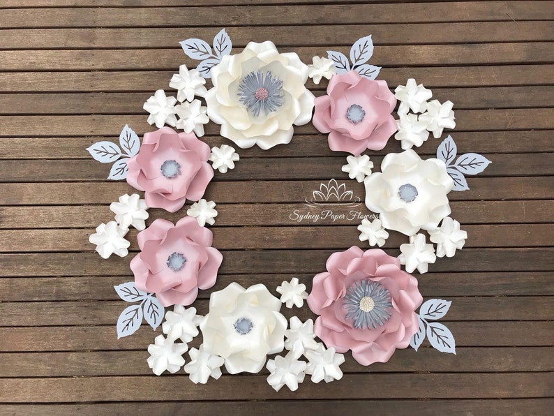 Paper Flowers Bundle 2 Paper Flower Templates Video Tutorials Paper Flower Pattern Pdf Svg Paper Flower Pattern Diy Paper Flower Wall