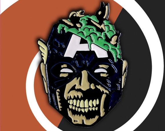 Zombie Captain America | Halloween Enamel Pin Avengers Soft Enamel Infinity War Marvel Zombies Punk Enamel Pin Death Enamel Pin Backpack
