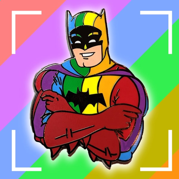 Rainbow Batman Pin | LGBTQ Pride Hard Enamel Pin Gay Rights Comic Book Pin Queer Transgender Lesbian Soft Enamel Pin DC Comics